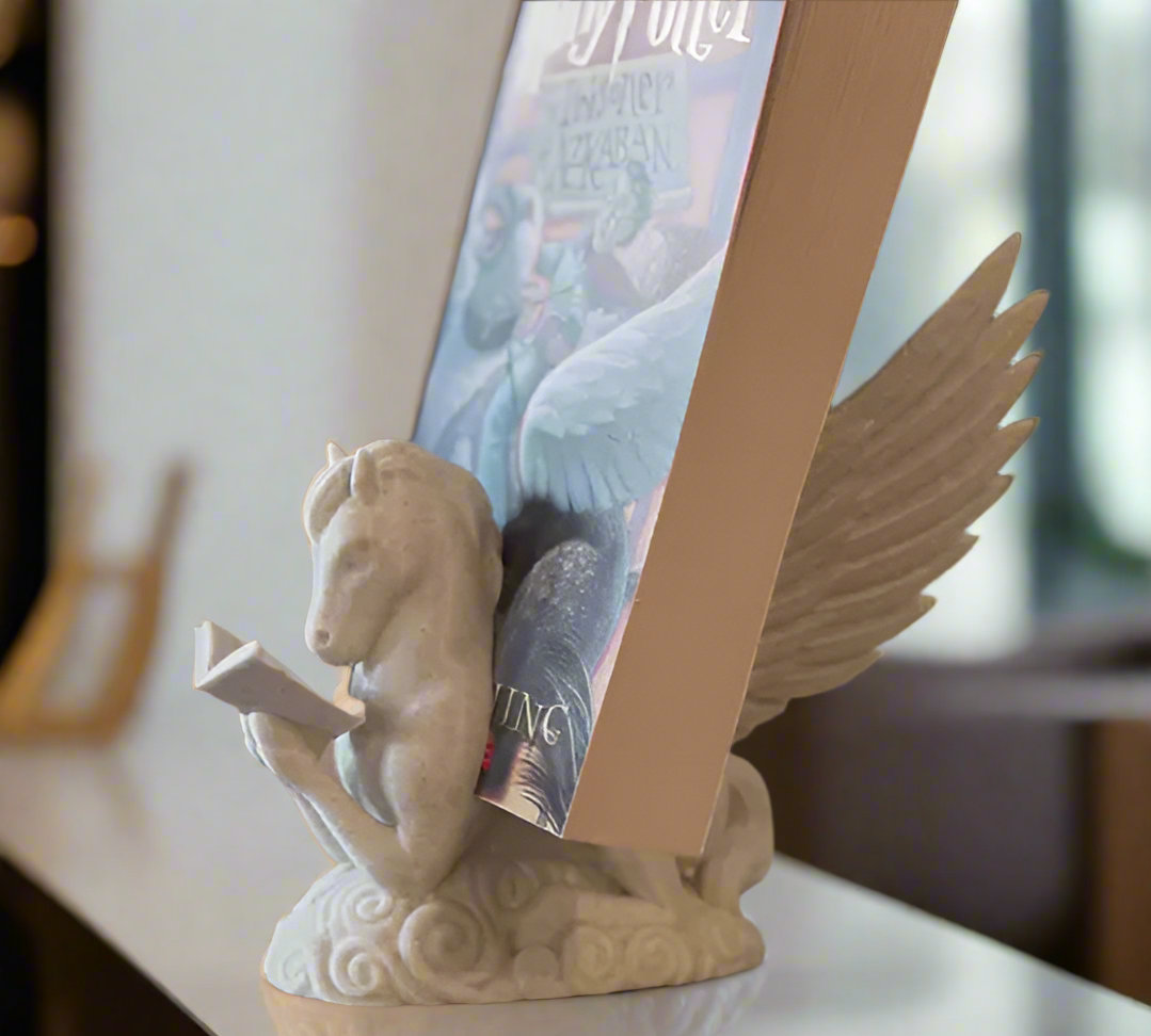 White Pegasus winged horse mythology bookend PLA resin for Indian book collection