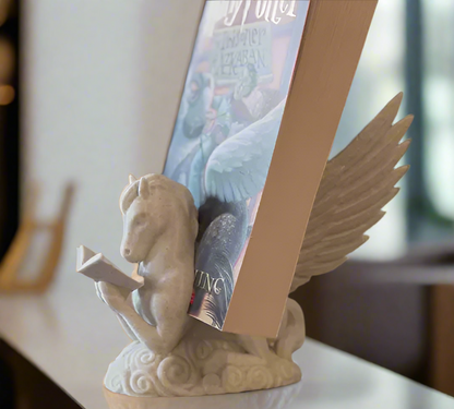 White Pegasus winged horse mythology bookend PLA resin for Indian book collection