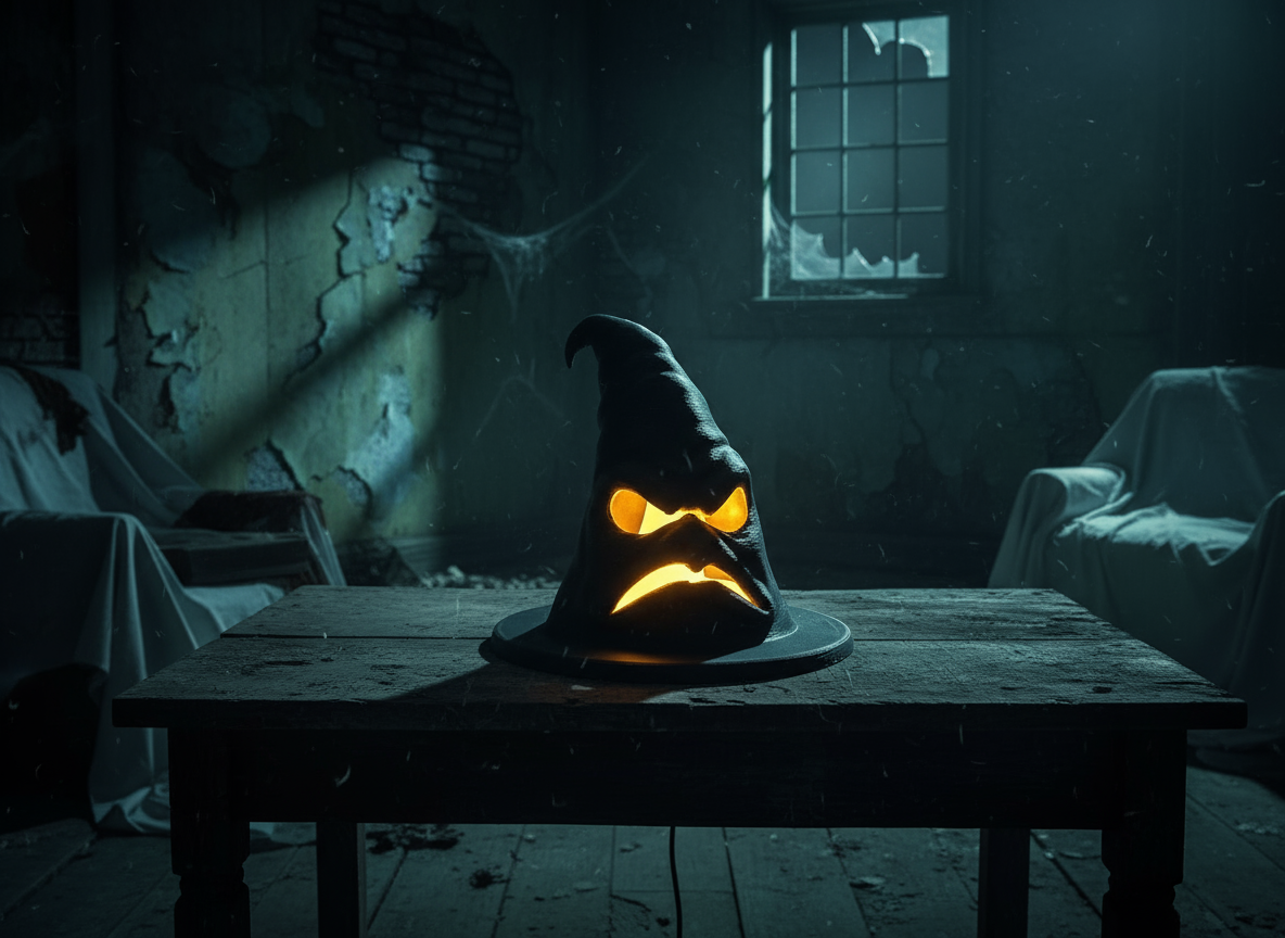 Witch Hat RGB LED Lamp with Glowing Yellow Eyes Halloween Decor India