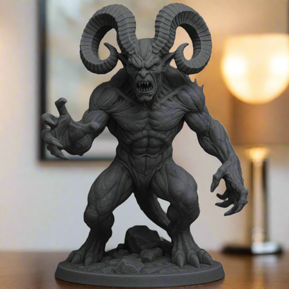 Serpent Horned Demon Statue – PLA Resin Dark Fantasy Mythical Figurine for Home Decor