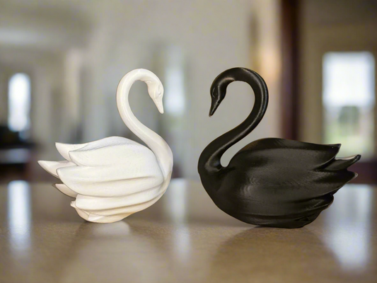 Elegant Swan Pair Statue: Modern Home Decor