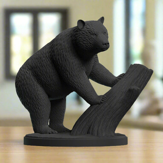 Bear Climbing Tree Figurine: Detailed Wildlife Sculpture