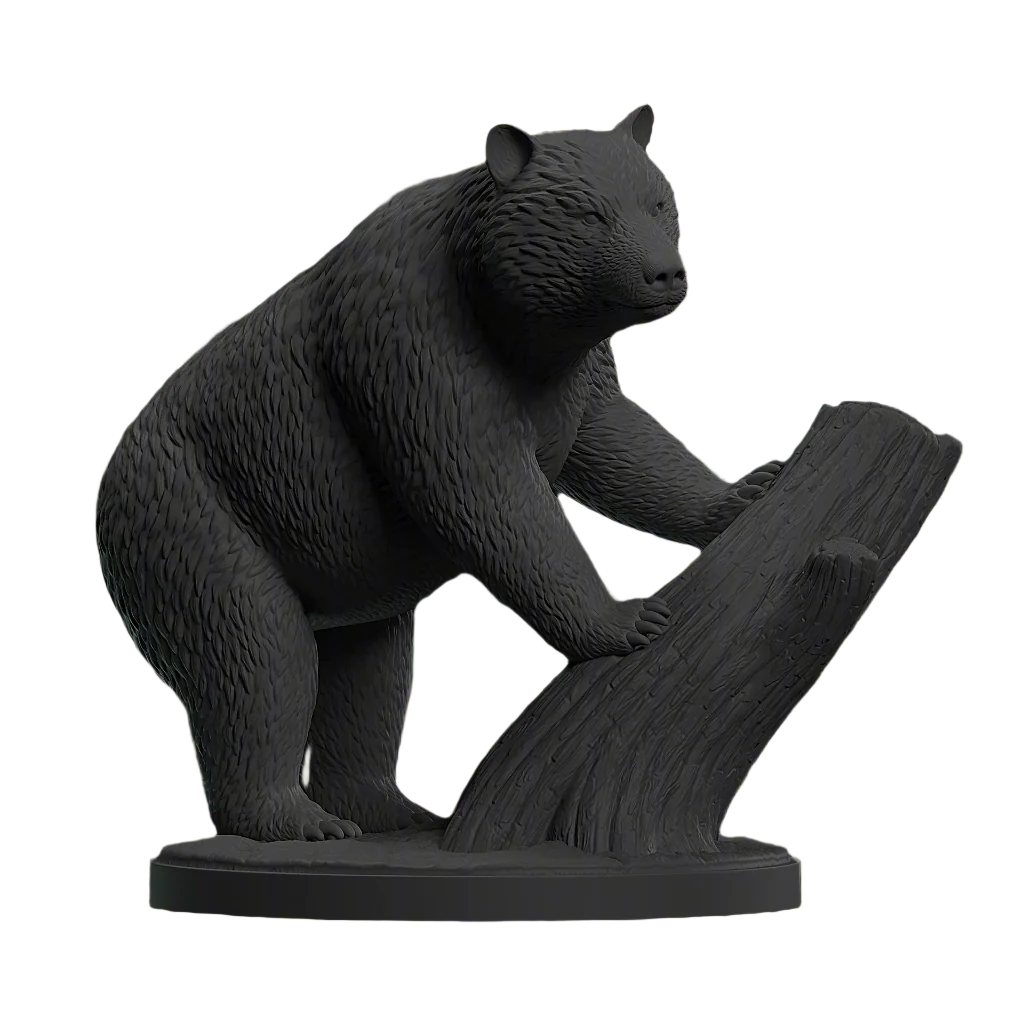 Bear Climbing Tree Figurine: Detailed Wildlife Sculpture