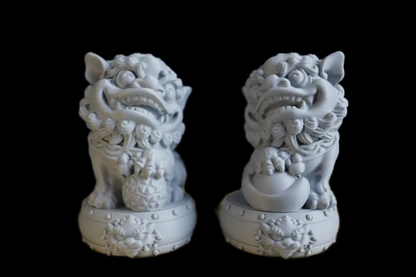 Guardian Lion Sculpture for Luck & Success | Chinese Foo Dog Figurines for Home Decor India (Set of 2)