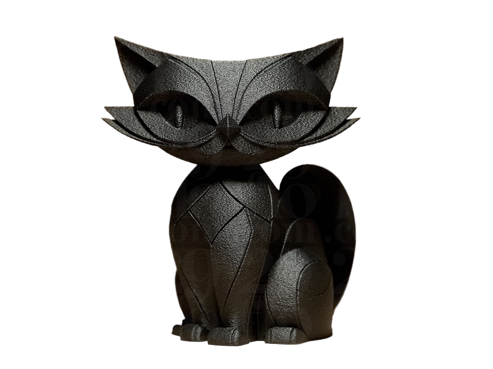 Black cat-shaped decorative item on a white background