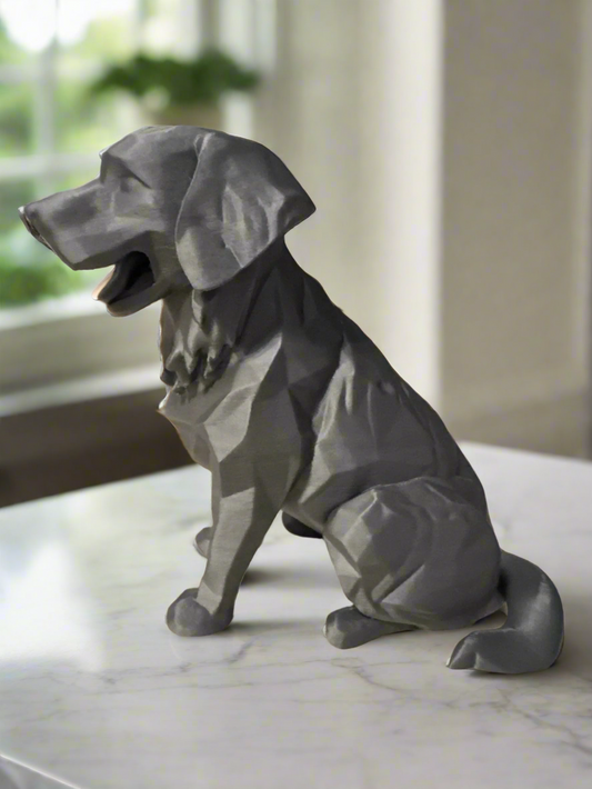 Low Poly Golden Retriever Statue – Modern Dog Lover Decor