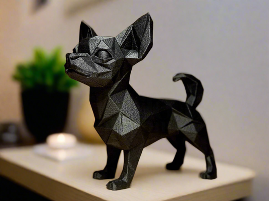 Geometric Chihuahua — Bold Low Poly Dog Figurine