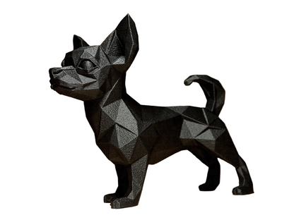 Geometric Chihuahua - Bold Low Poly Dog Figurine for Indian Homes | Minimalist PLA Resin