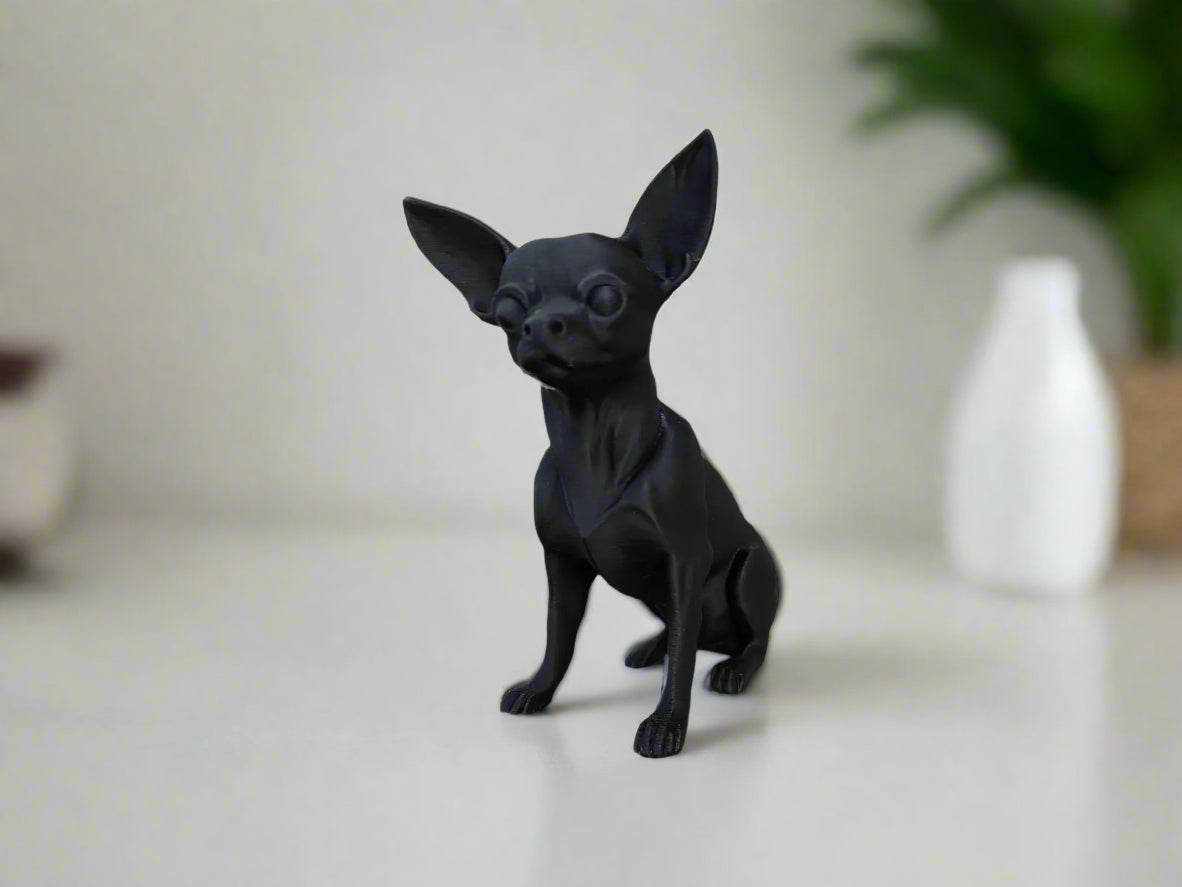 3D Printed Chihuahua Sculpture – Minimalist Dog Decor