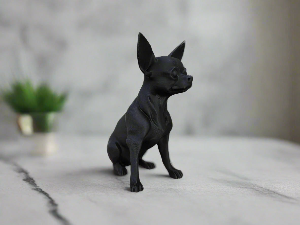 3D Printed Chihuahua Sculpture – Minimalist Dog Decor
