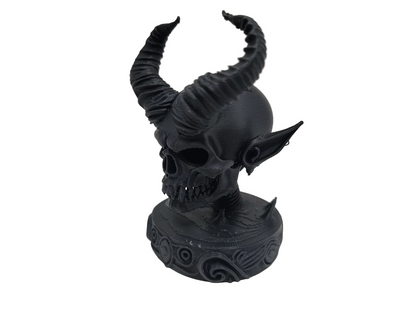 Dark Elf Skull Bust - Demon Horn Fantasy Art Décor for Indian Collectors