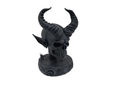 Dark Elf Skull Bust - Demon Horn Fantasy Art Décor for Indian Collectors