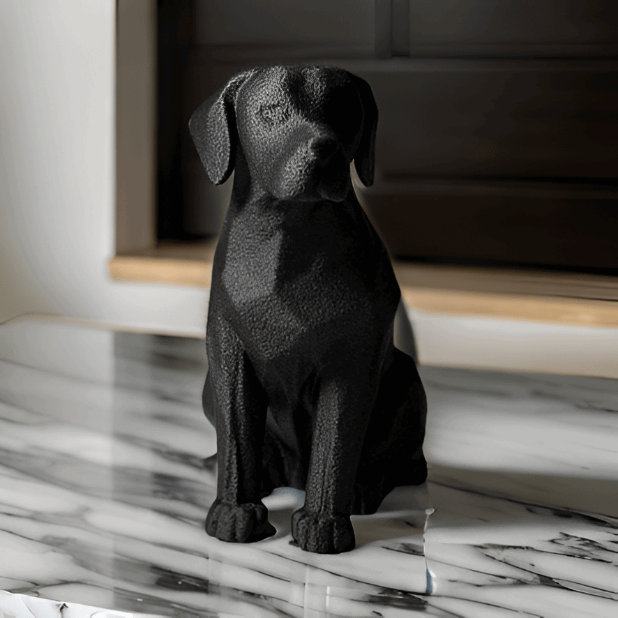 Decorative Black Labrador Dog Figurine, Sitting Pose, Modern Home Decor - Celestial Crafts