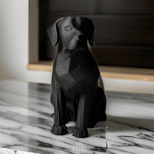 Decorative Black Labrador Dog Figurine, Sitting Pose, Modern Home Decor - Celestial Crafts