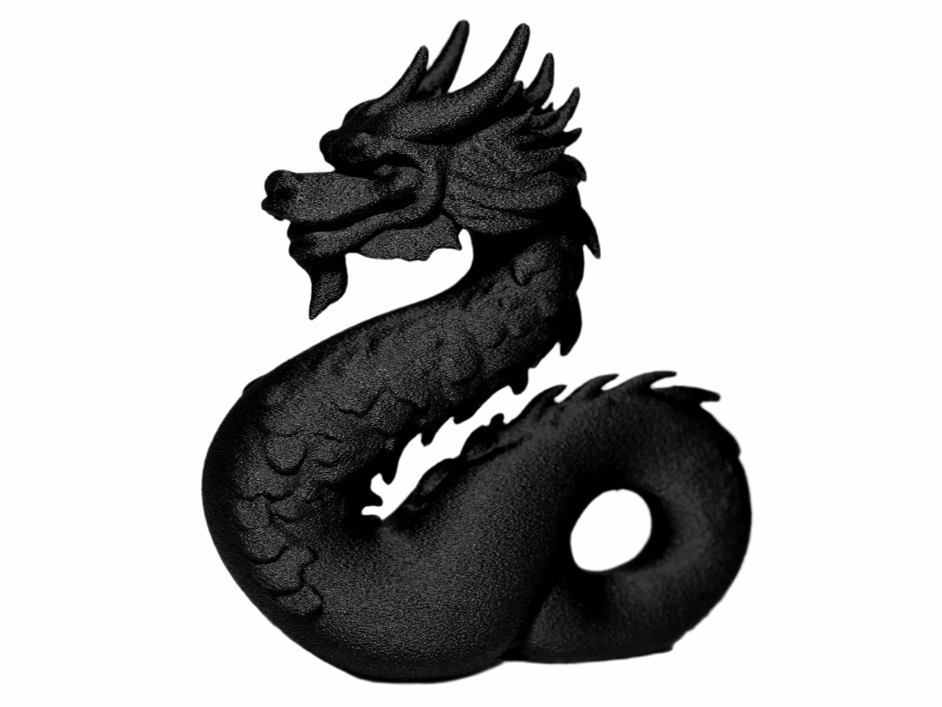 Decorative Dragon Figurine, Black Matte Finish, Mythical Oriental Design - Celestial Crafts