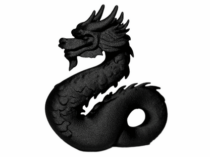 Decorative Dragon Figurine, Black Matte Finish, Mythical Oriental Design - Celestial Crafts