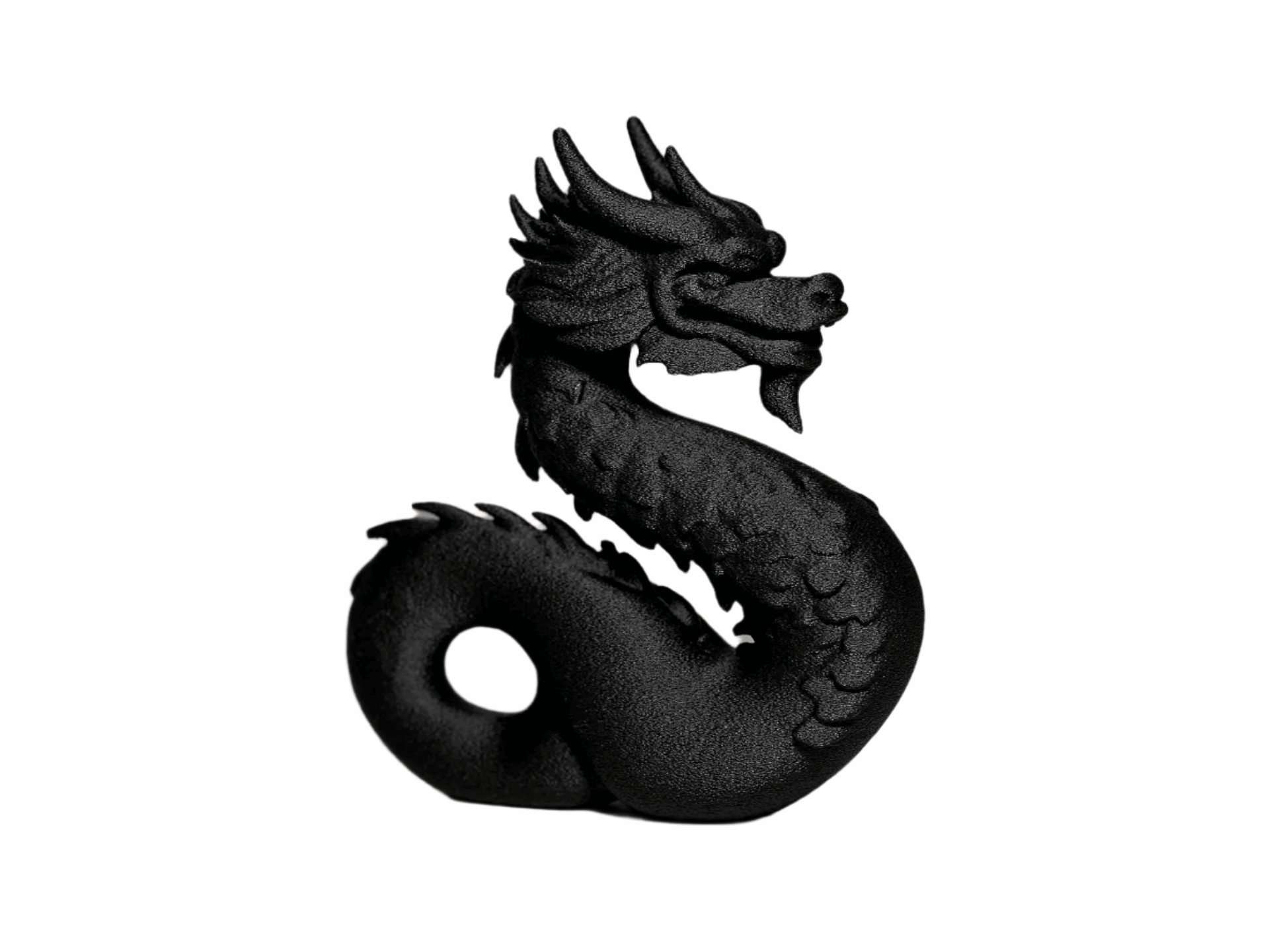 Decorative Dragon Figurine, Black Matte Finish, Mythical Oriental Design - Celestial Crafts