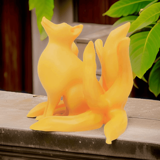Decorative Fox Figurine, Yellow, Indoor Outdoor Decor - Celestial Crafts