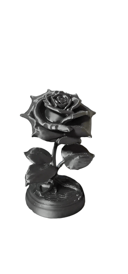 Decorative Rose Figurine, Black, Standing Rose Sculpture - Celestial Crafts