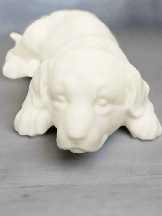 Decorative Sleeping Dog Figurine, White, Modern Home Decor - Celestial Crafts