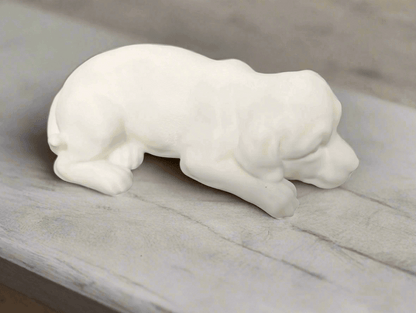 Decorative Sleeping Dog Figurine, White, Modern Home Decor - Celestial Crafts