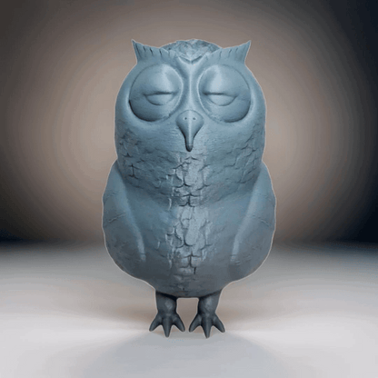 Decorative Sleeping Owl Figurine, Textured Grey Finish - Celestial Crafts