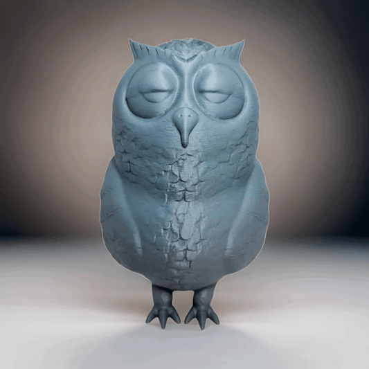 Decorative Sleeping Owl Figurine, Textured Grey Finish - Celestial Crafts