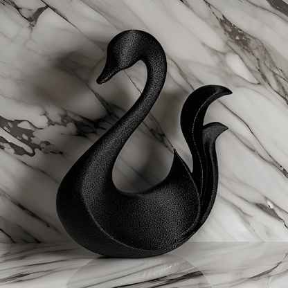 Decorative Swan Figurine, Black Textured Finish, Modern Home Decor - Celestial Crafts
