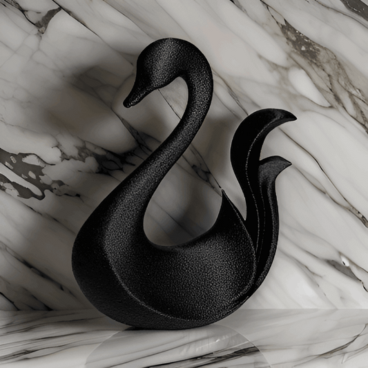Decorative Swan Figurine, Black Textured Finish, Modern Home Decor - Celestial Crafts