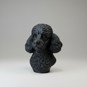 Chic Poodle Bust 3D Sculpture – Handmade PLA Resin Pet Figure Black Decorative Showpiece