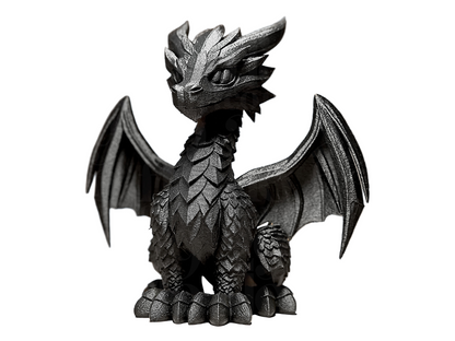 Regal Dragon Statuette | Black Fantasy Sculpture | Collectible Dragon Figure