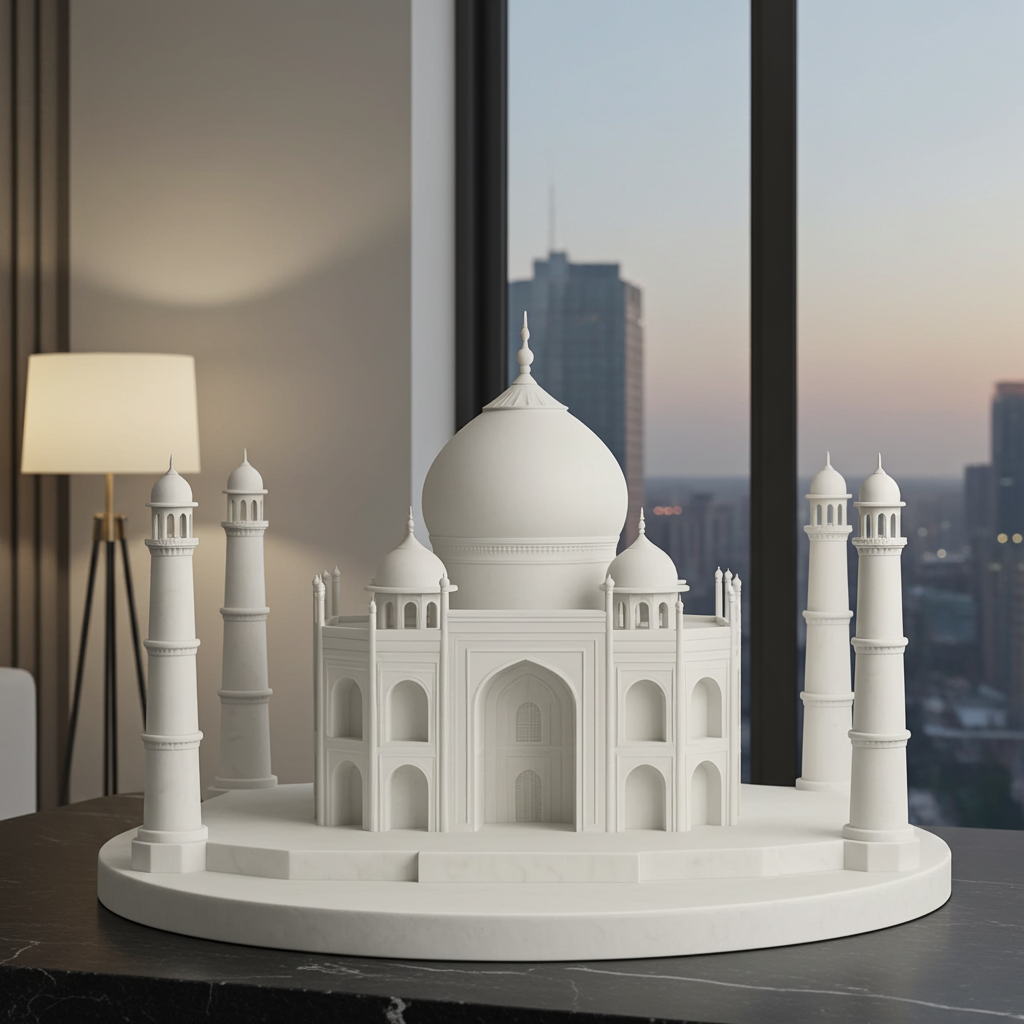 Taj Mahal Home Décor Piece - PLA Resin Artistic Landmark Replica for Indian Homes