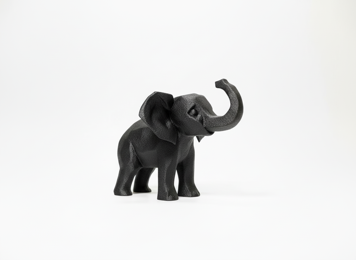 Black cheerful elephant figurine Premium-grade Polylactic Acid 15x10x18cm 285g good luck home decor whimsical ornament