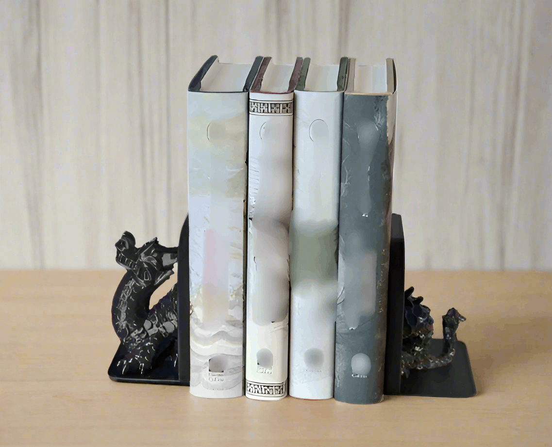 3D Printed Dragon Bookends – Fantasy Home Decor
