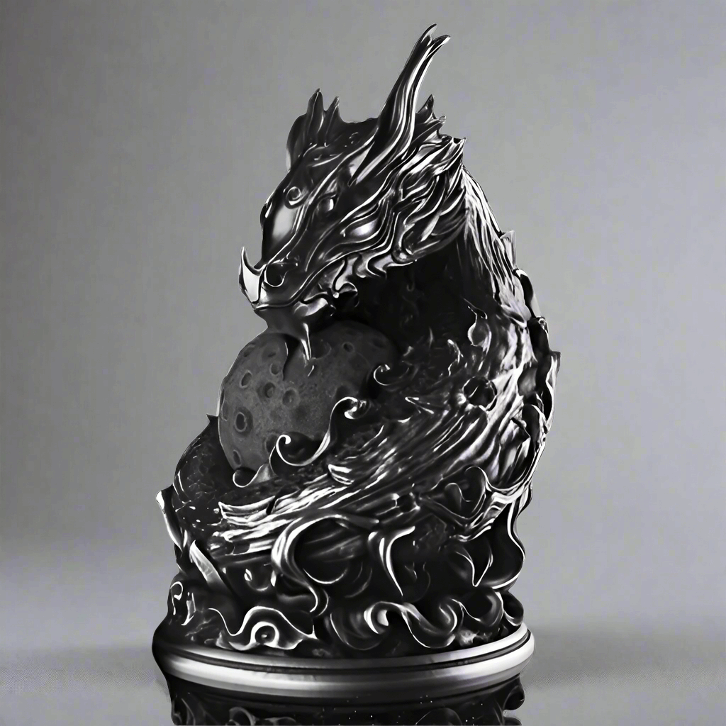 Moon Dragon Bust – Detailed 3D-Printed Fantasy Display Figurine