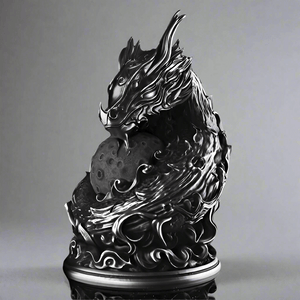 Moon Dragon Bust – Detailed 3D-Printed Fantasy Display Figurine
