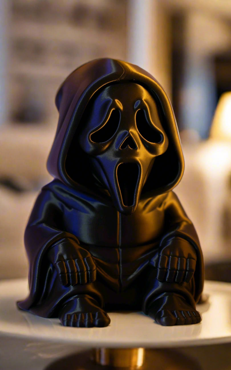 Black ghostface chibi horror figurine spooky collectible showpiece