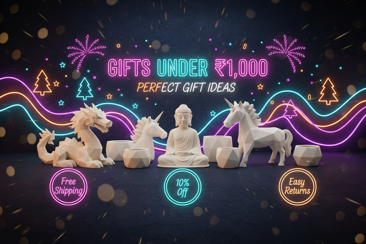Gifts Under 1000 Festive Neon Banner
