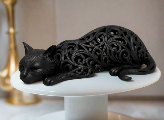Goddess cat figurine divine feminine black decorative statue pedestal vastu friendly