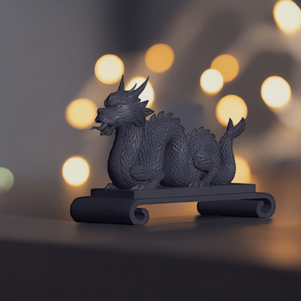 3D Printed Chinese Feng Shui Dragon Statue for Prosperity and Good Luck - Celestial Crafts