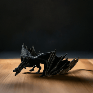 Striking Black Dragon Sculpture - Majestic Fantasy Decor - Celestial Crafts