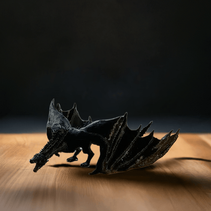 Striking Black Dragon Sculpture - Majestic Fantasy Decor - Celestial Crafts