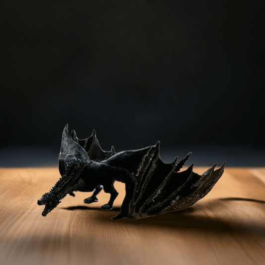 Striking Black Dragon Sculpture - Majestic Fantasy Decor - Celestial Crafts