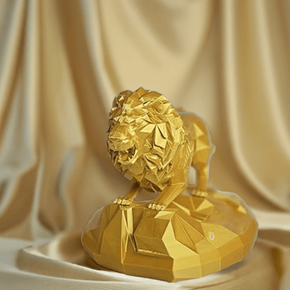 3D Printed Low Poly Lion Roars - Modern Wildlife Sculpture - Celestial Crafts