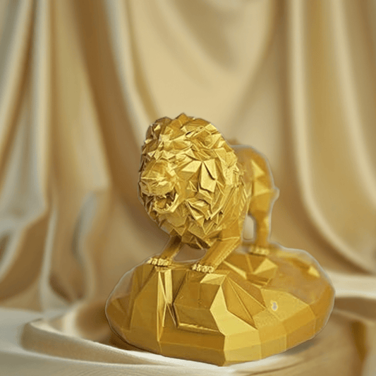 3D Printed Low Poly Lion Roars - Modern Wildlife Sculpture - Celestial Crafts