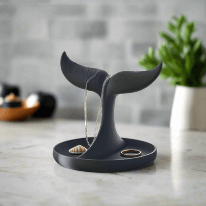 Elegant Whale Tail Jewelry Organizer – 3D Printed Ring Stand