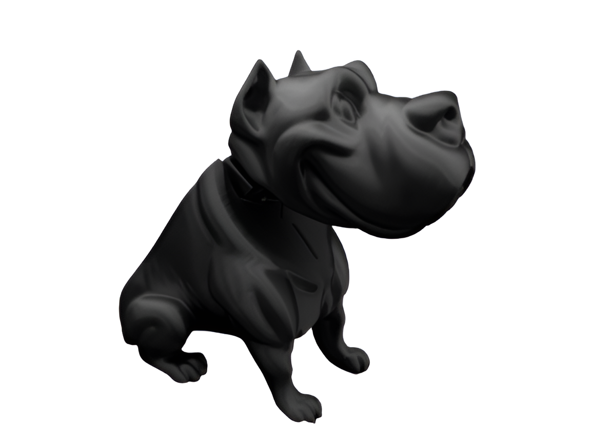 Black Dog Sculpture: Cartoon Style Pet Figurine