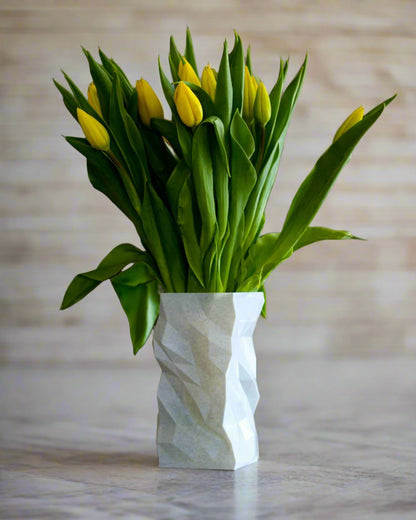 Square Rough Vase – Textured 3D-Printed Home Accent Vase