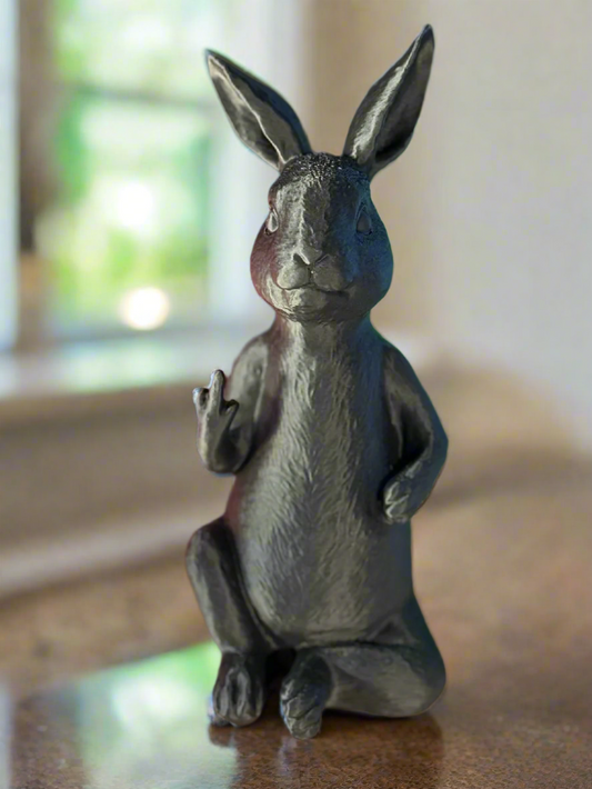 Quirky Black Bunny Figurine
