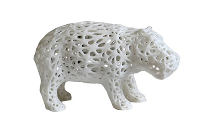 Geometric White Hippo Statue: Stylish Home Accent